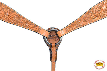 HILASON Western Genuine Leather Horse Breast Collar Tack Tan Floral